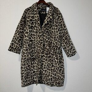 Mark Allen Leopard Print Long Over Coat XL